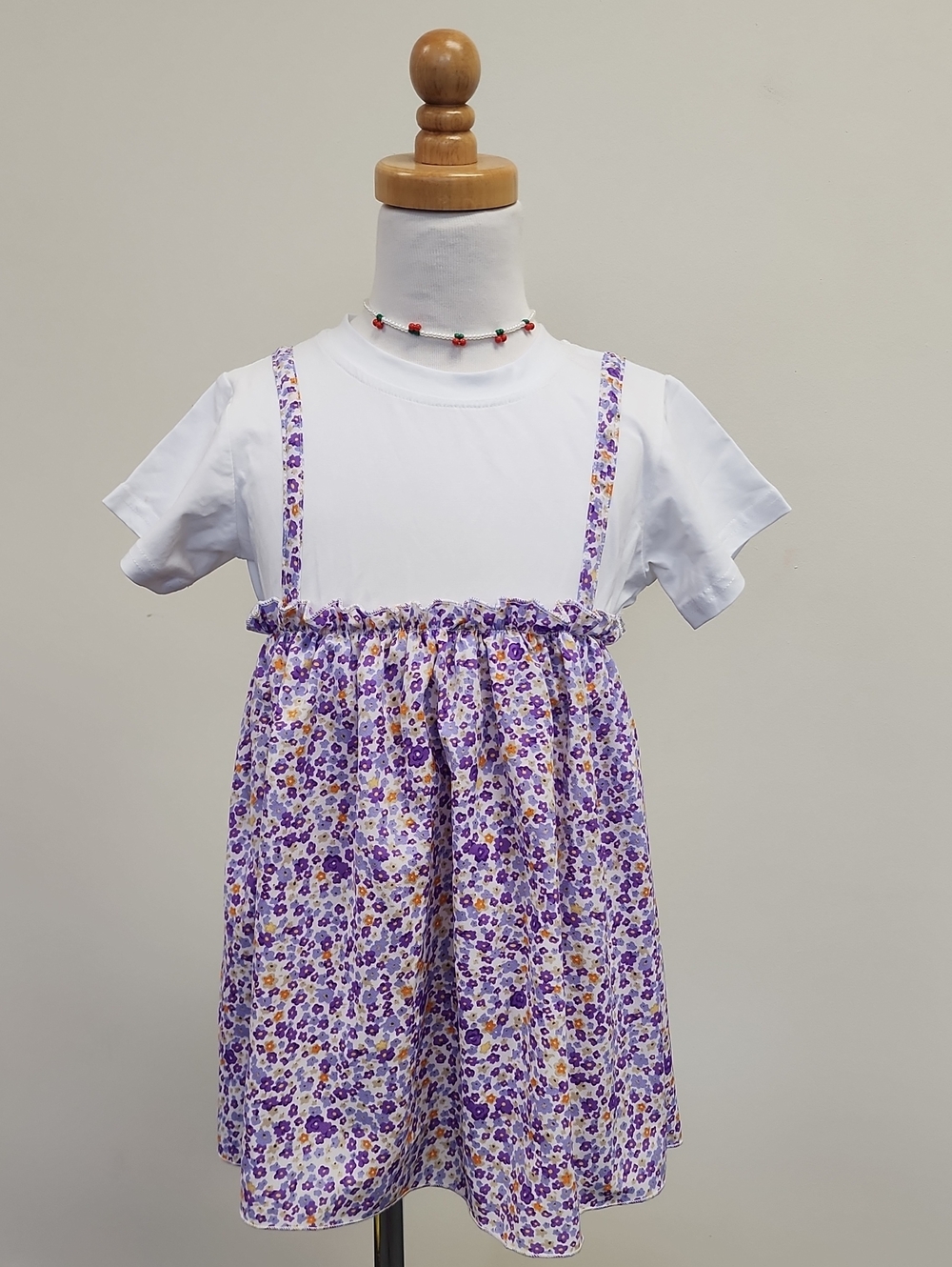 SHEIN Girls Purple Floral Faux Layered Dress Size 120 4/5
